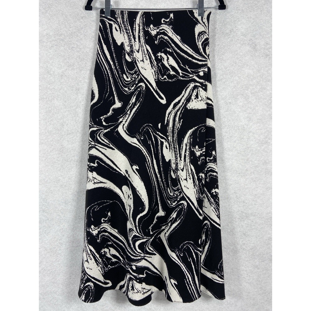 Zara Skirt Womens Small Black White Knit Sweater A-Line Pull On Marble Boho Chic
